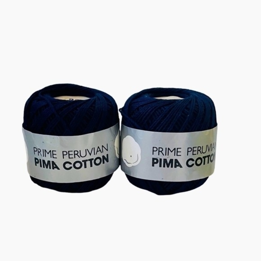Lot 2x Vintage Cascade Prime Peruvian Pima Cotton Yarn Navy Blue 100 Yards NWT - Picture 2 of 4
